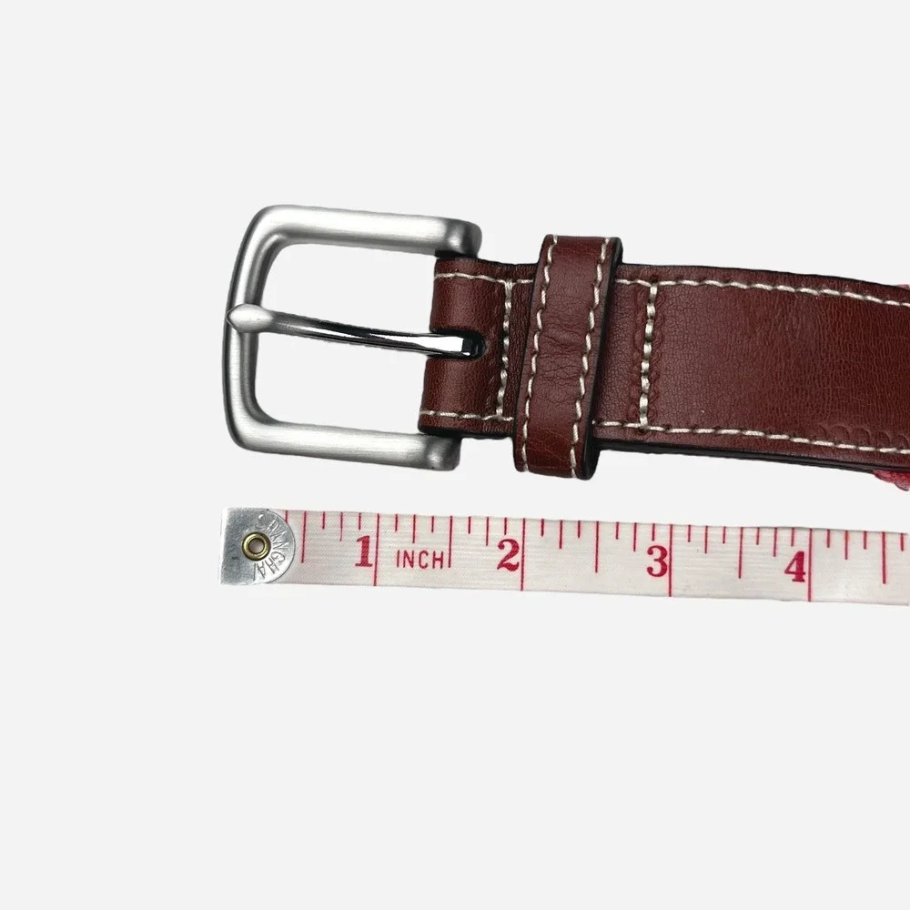 Vineyard Vines Men's Belt Chevron Webbing Canvas Leather Jetty‎ Red Sz 44